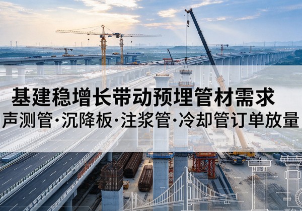 浑江基建稳增长带动预埋监测管材需求，声测管、沉降板、注浆管订单持续放量